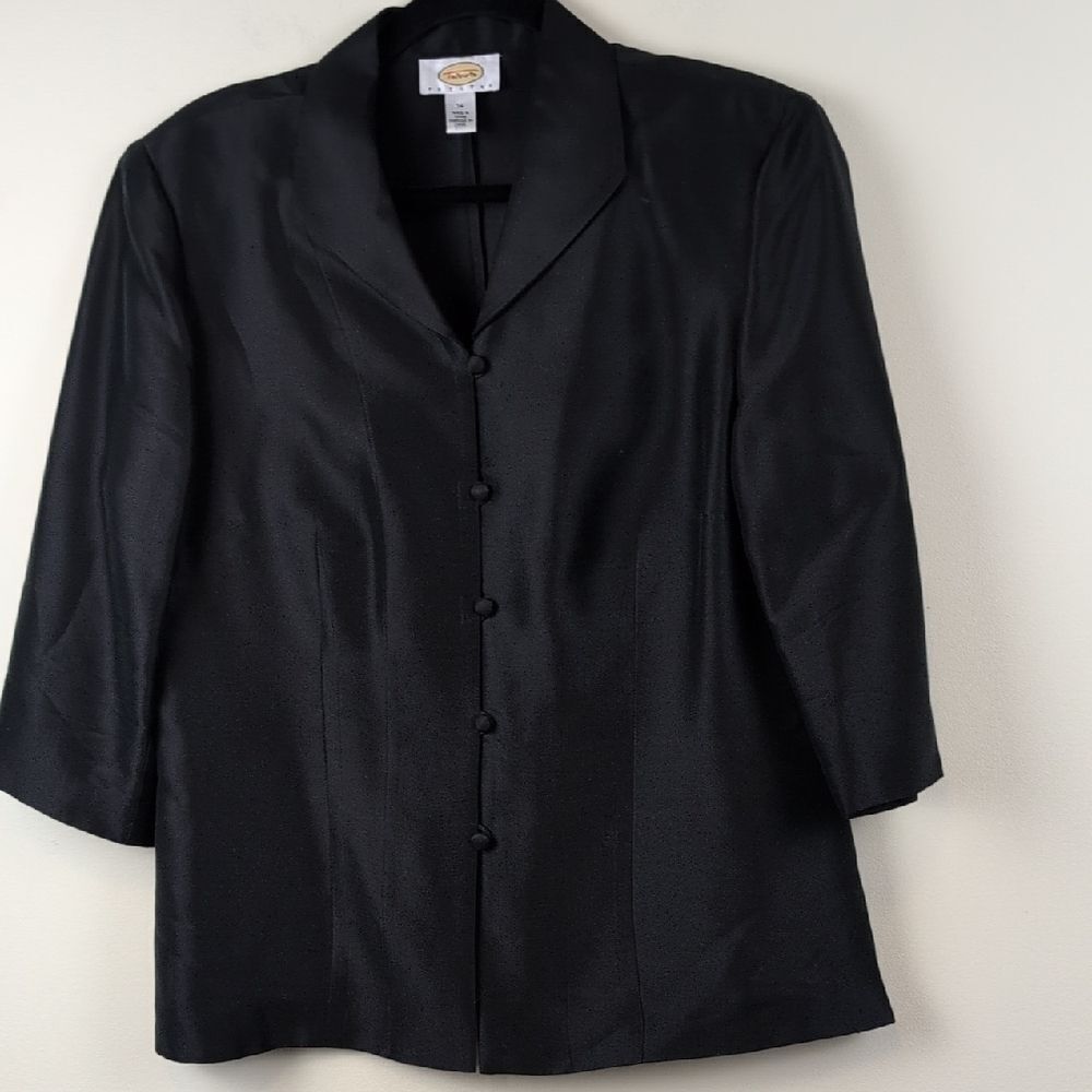 Elegant Silk Women's Jacket Top Formal Dressy Vintage Talbot's Petite Size 14